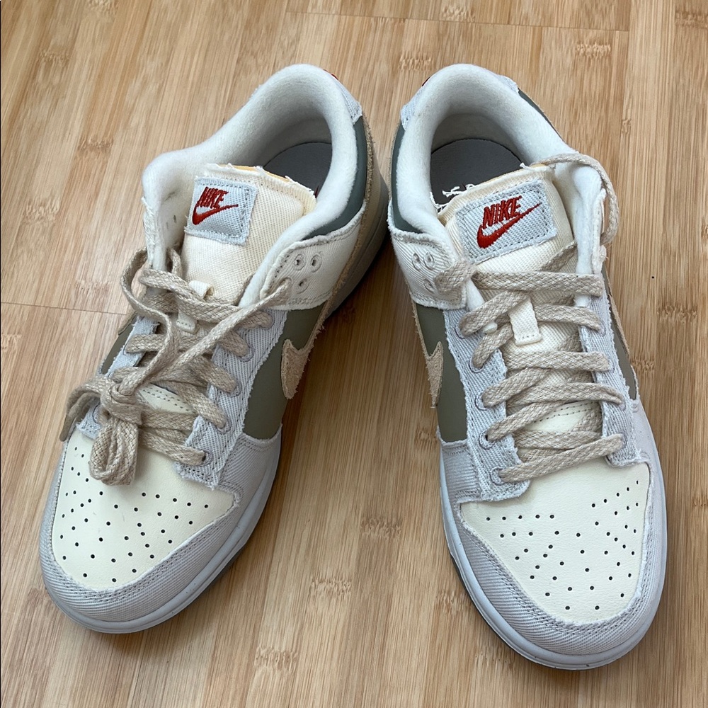 Nike Cream and Gray Sneakers with Red Logo